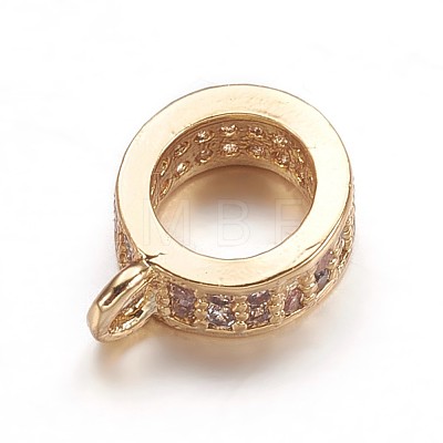 Brass Micro Pave Cubic Zirconia Tube Bails X-ZIRC-K070-44G-1