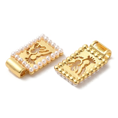 Rack Plating Brass & Acrylic Pearl Pendants KK-G488-05B-G-1