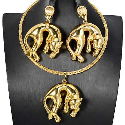 Brass Stud Earrings & Pendant Necklaces Sets for Women FS-WGDC970-01-1