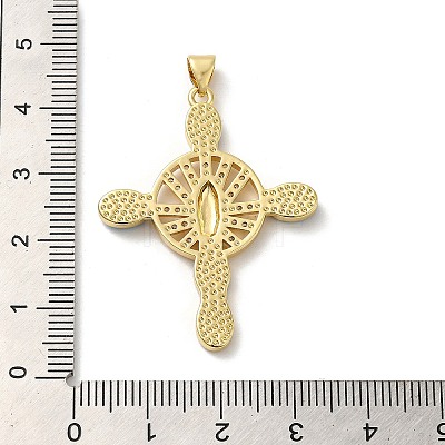 Rack Plating Brass Micro Pave Cubic Zirconia with Synthetic Opal Pendants KK-D088-32G-1