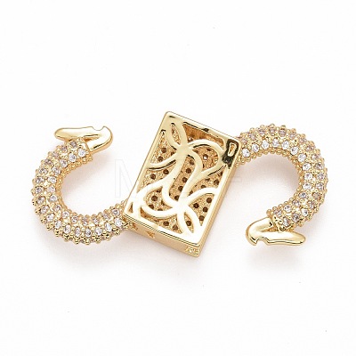 Rack Plating Brass Micro Pave Clear Cubic Zirconia Clasps KK-M229-62G-1