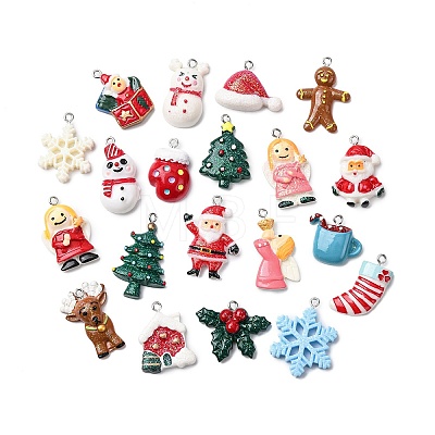 Christmas Opaque Resin Pendants RESI-K049-01A-1