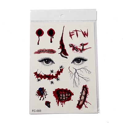 9Pcs 9 Style Halloween Clown Horror Removable Temporary Tattoos Paper Face Stickers AJEW-G048-05-1