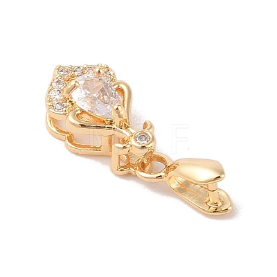 Golden Brass Micro Pave Clear Cubic Zirconia Ice Pick Pinch Bails KK-B100-049G-1
