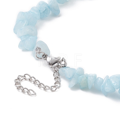 Natural White Jade Dyed Chips Beaded Necklaces NJEW-JN04275-07-1