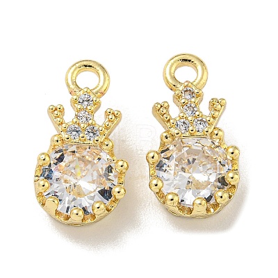 Brass Micro Pave Cubic Zirconia Charms KK-L075-014G-1