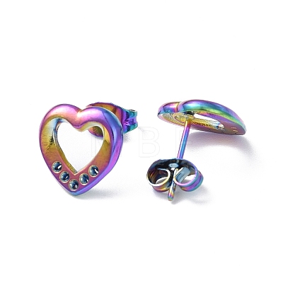 Ion Plating(IP) 304 Stainless Steel Hollow Out Heart Stud Earring Finding EJEW-I285-08MC-1