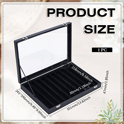 10 Grids Wood Covered with PU Leather Watch Band Organizer Storage Cases with Visible Window Lid CON-WH0112-076-1