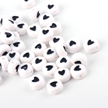 Opaque Acrylic Heart Letter Beads X-SACR-Q126-07D-1