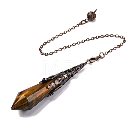 Natural Tiger Eye Pointed Dowsing Pendulum Big Pendants G-H285-06R-A02-1