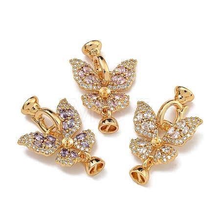 Brass Micro Pave Cubic Zirconia Fold Over Clasps KK-U037-10G-01-1