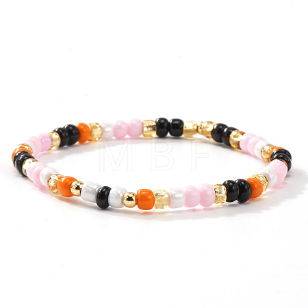 Halloween Acrylic & Glass & Brass Stretch Bracelets for Women DL8423-2-1