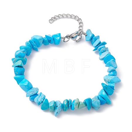 Synthetic Turquoise Chips Beaded Bracelet BJEW-JB09686-11-1