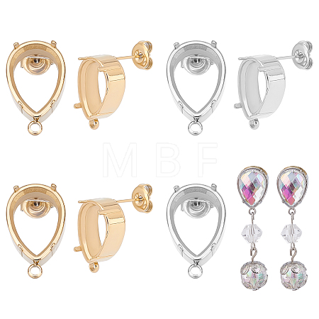 4 Pairs 2 Colors 304 Stainless Steel Stud Earring Findings STAS-UN0038-08-1