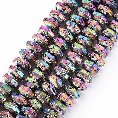 Electroplated Natural Lava Rock Beads Strands X-G-T114-73E-1