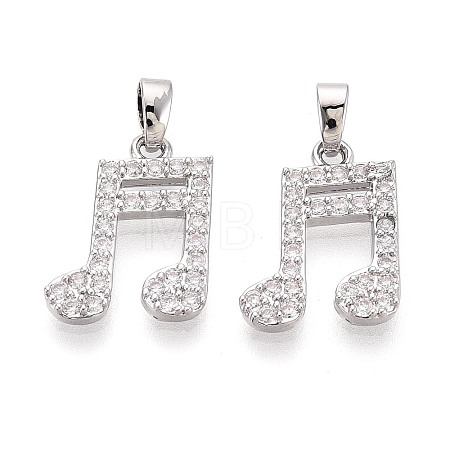 Brass Micro Pave Clear Cubic Zirconia Pendants KK-T075-84P-1