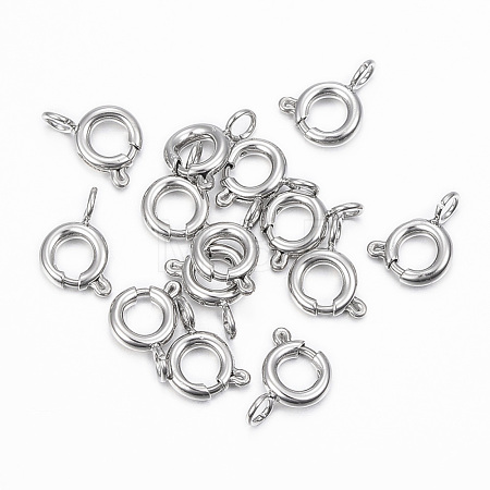 Tarnish Resistant 304 Stainless Steel Smooth Surface Spring Ring Clasps X-STAS-H396-B-02P-1