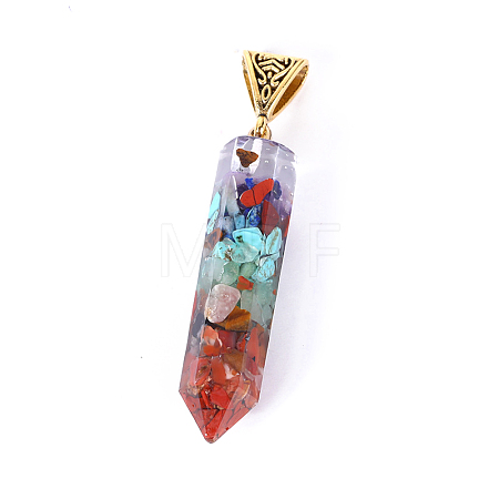 Chakra Theme Mixed Gemstone Pendants CHAK-PW0001-036F-1