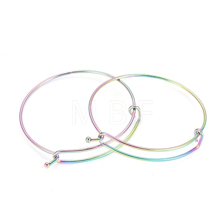 Adjustable Ion Plating(IP) 304 Stainless Steel Expandable Bangle Making BJEW-L604-09M-1
