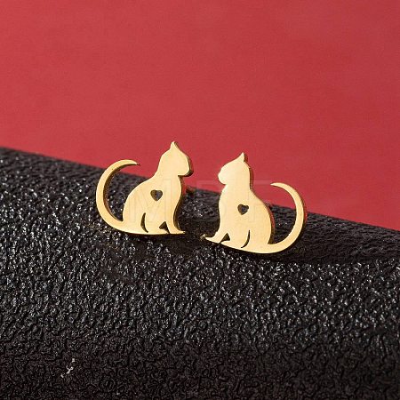 Stainless Steel Small Animal Stud Earrings for Women PW-WG5B49B-25-1