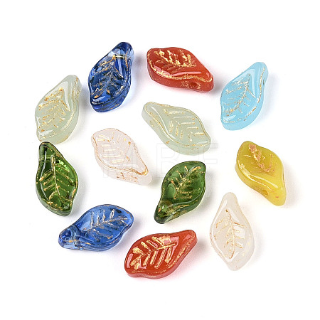 Baking Paint and Golden Metal Enlaced Glass Beads DGLA-T004-25M-1