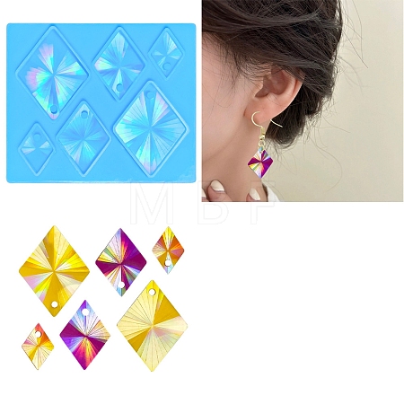 Rhombus Shape Holographic Pendant DIY Silicone Mold DIY-K063-10-1