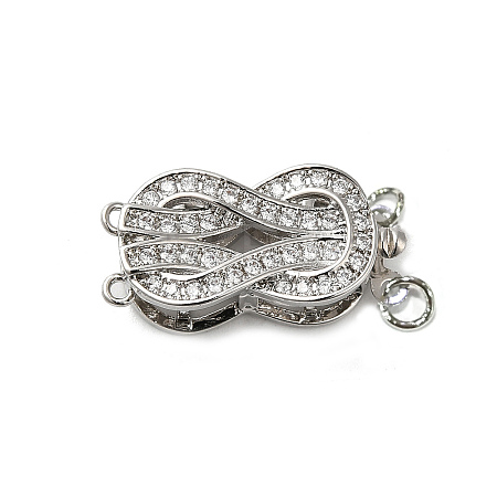 Brass Micro Pave Clear Cubic Zirconia Box Clasps KK-E084-28P-1