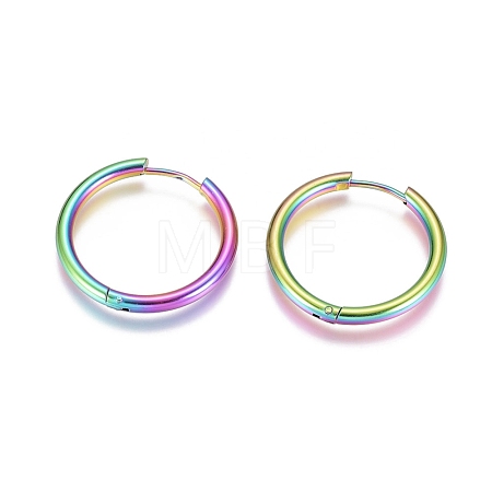Ion Plating(IP) 304 Stainless Steel Huggie Hoop Earrings EJEW-G272-01-20mm-M-1