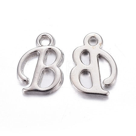 Platinum Plated Alloy Letter Pendants PALLOY-J718-01P-B-1