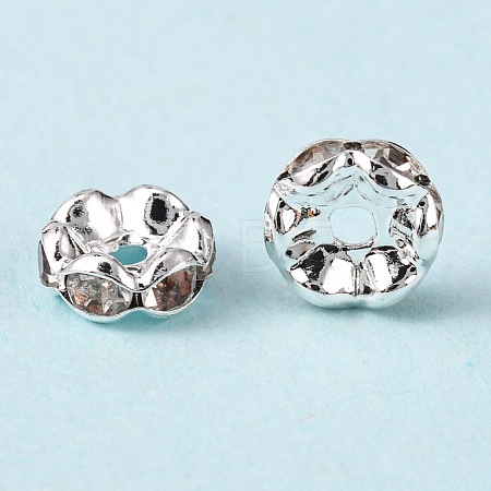 Brass Rhinestone Spacer Beads RB-A014-L8mm-01S-1