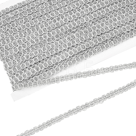 Polyester Braided Metallic Lace Trim SRIB-WH0011-180D-02-1