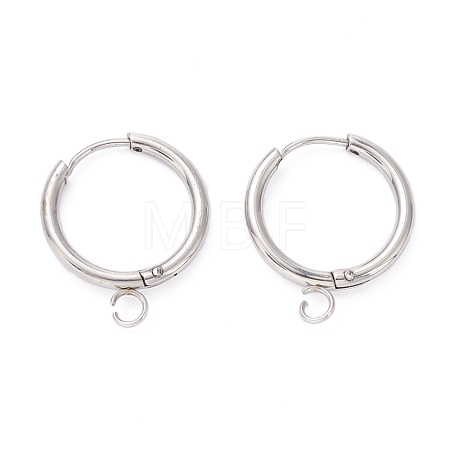 Tarnish Resistant 201 Stainless Steel Huggie Hoop Earring Findings STAS-P283-01S-P-1