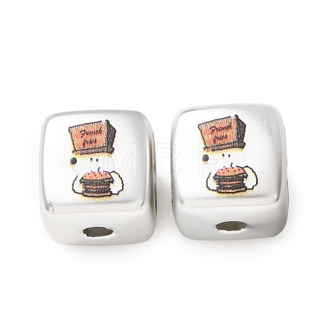 Plating Printed Acrylic European Beads AC-CBA655C-16A-1