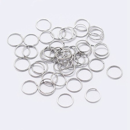 Rhodium Plated 925 Sterling Silver Open Jump Rings STER-F036-02P-0.7x6mm-1