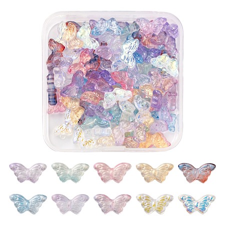 80Pcs 10 Style AB Color Plated & Spray Painted & Transparent Glass Beads GLAA-FS0001-16-1