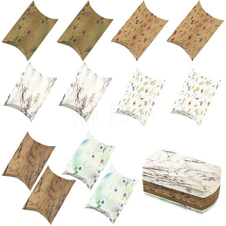 30Pcs 6 Styles Printed Paper Pillow Gift Boxes CON-FS0001-20-1