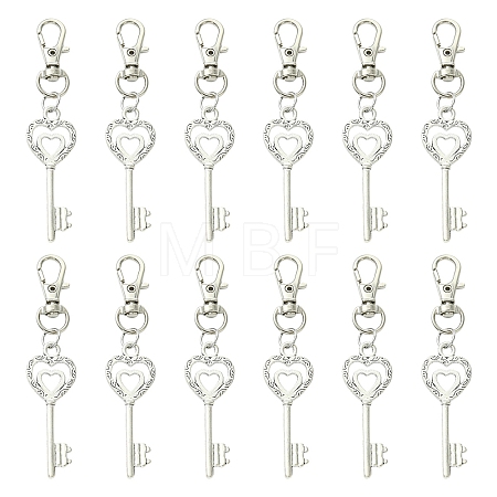 6Pcs Heart Key Alloy Pendant Decorations HJEW-YW00392-1