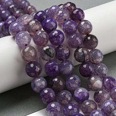 Faceted Natural Dragon Veins Agate Beads Strands G-F447-12mm-L04-1