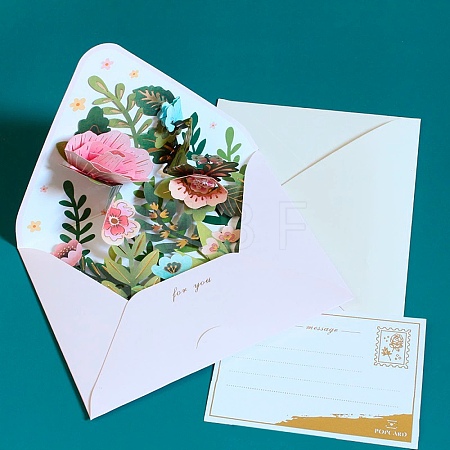 Pop Up 3D Flower Paper Greeting Cards AJEW-L102-01A-1