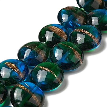 Handmade Gold Sand Lampwork Beads Strands LAMP-C008-03E-1