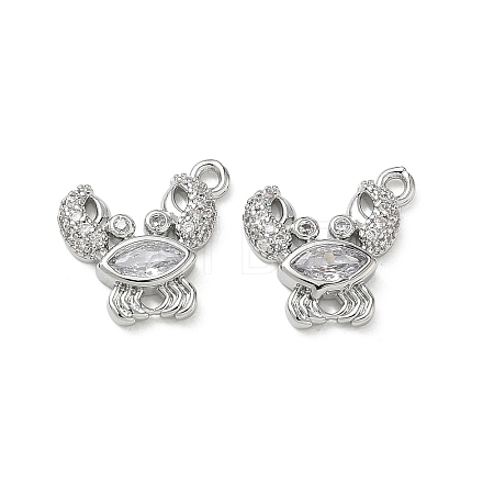 Brass Micro Pave Clear Cubic Zirconia Charms KK-P355-01B-P-1