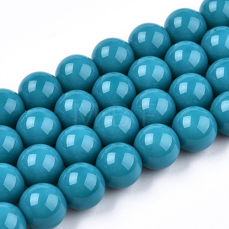 Opaque Solid Color Glass Beads Strands X-GLAA-T032-P8mm-13-1