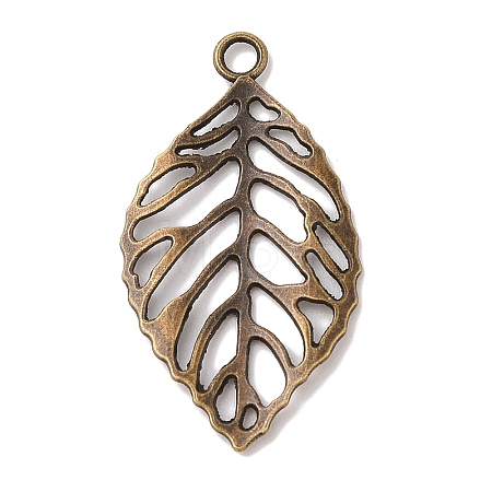 Tibetan Style Alloy Filigree Leaf Pendants LS-TIBEP-Q040-023AB-NR-1