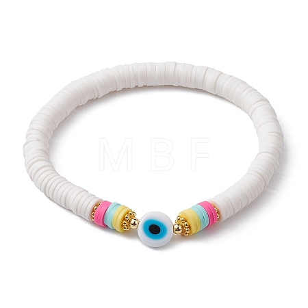 Polymer Clay Heishi Surfer Stretch Bracelet BJEW-JB09641-01-1