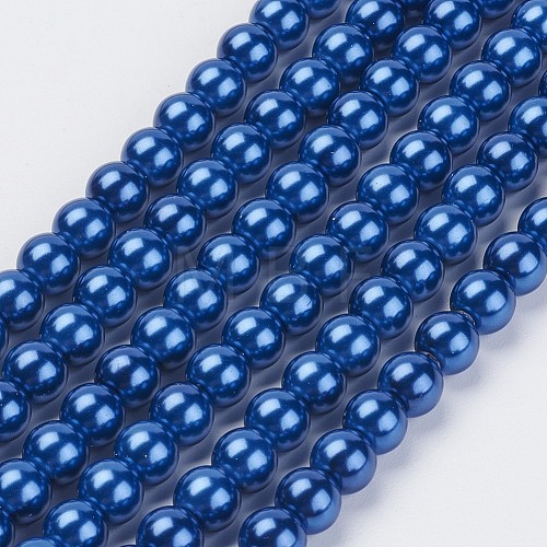 Eco-Friendly Dyed Glass Pearl Beads Strands HY-A008-6mm-RB081-1