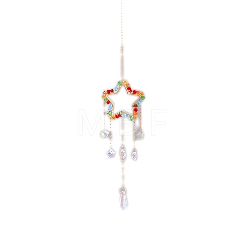 Colorful Glass with Iron Suncatchers for Garden Outdoor Hanging Decorations PW-WGA80D5-02-1