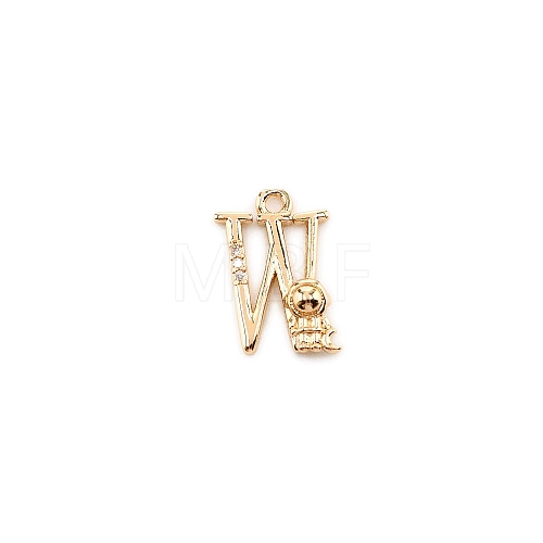 Brass Micro Pave Cubic Zirconia Charms KK-TAC0004-04W-1