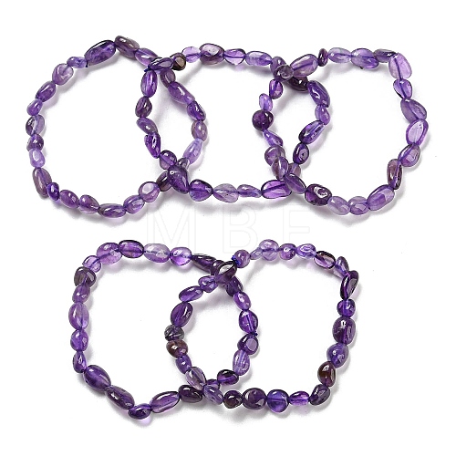 Natural Amethyst Bead Stretch Bracelets BJEW-K213-23-1