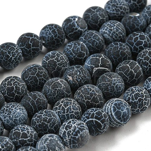 Natural Weathered Agate/Crackle Agate Beads Strands X-G-SR8MM-63-1