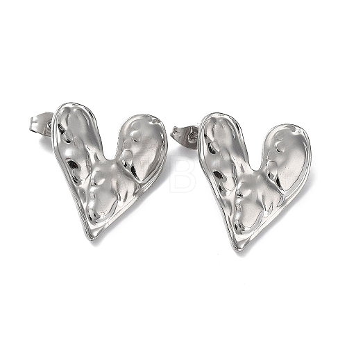 304 Stainless Steel Heart Ear Studs for Women EJEW-P234-17P-1
